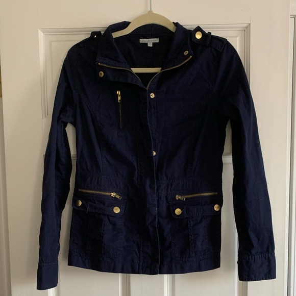 Navy Blue Utility Jacket w/ Gold hardware detailing - Picture 1 of 3